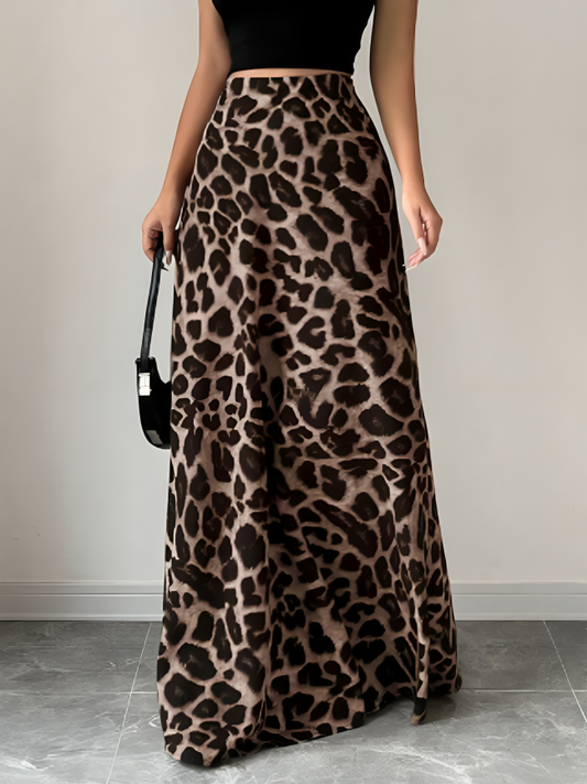 Leopard Print High-Waisted Maxi Skirt