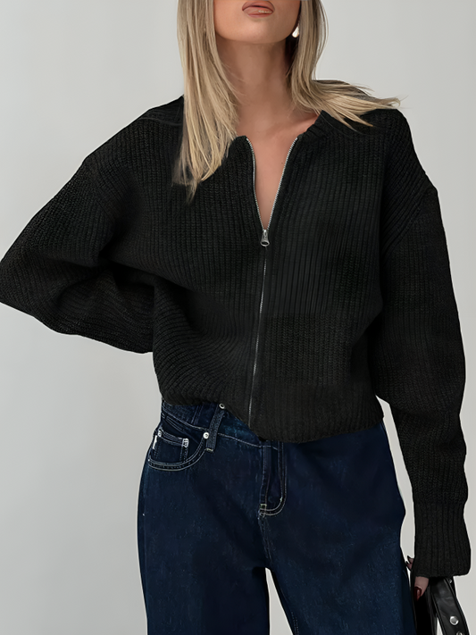 Zip Up Long Sleeve Cardigan
