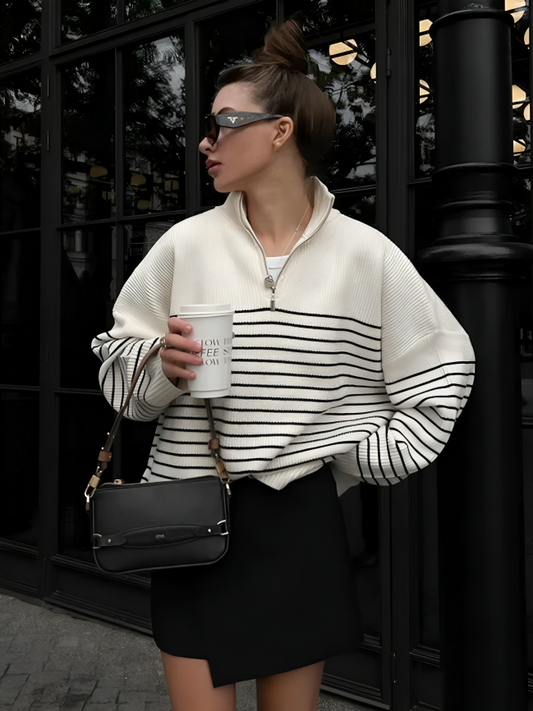 Half-open Zipper Knitted Sweater