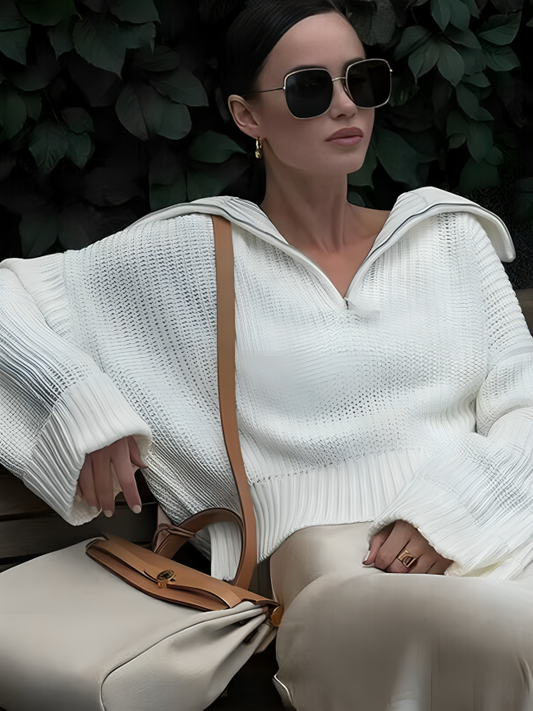 Zipper Loose Knitted Sweater