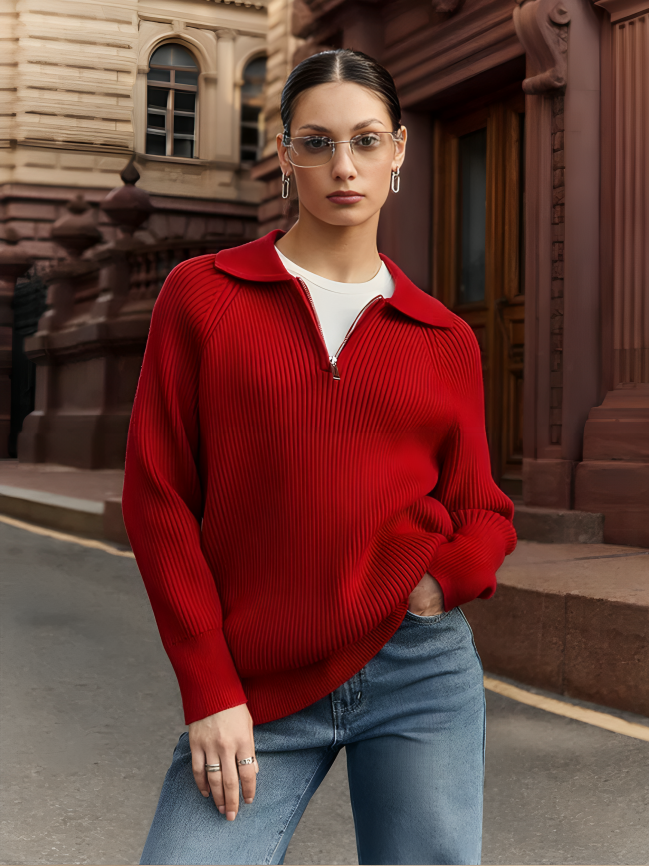 Polo Collar Lapel Knitted Pullover