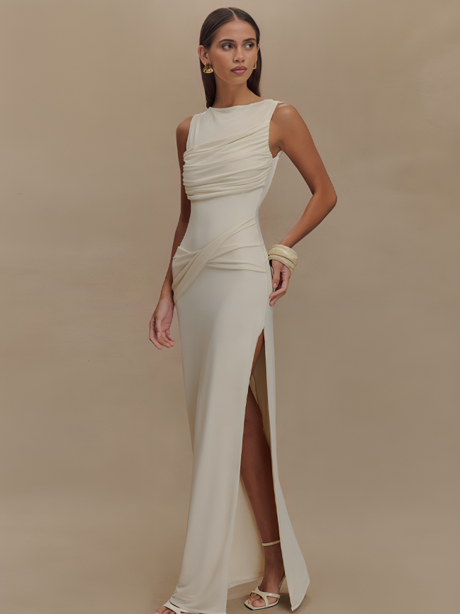 Round Neck Backless Dress