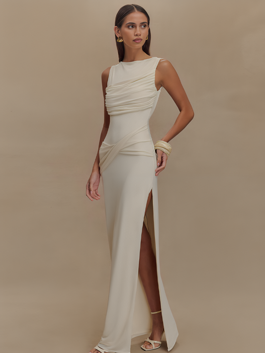 Round Neck Backless Dress