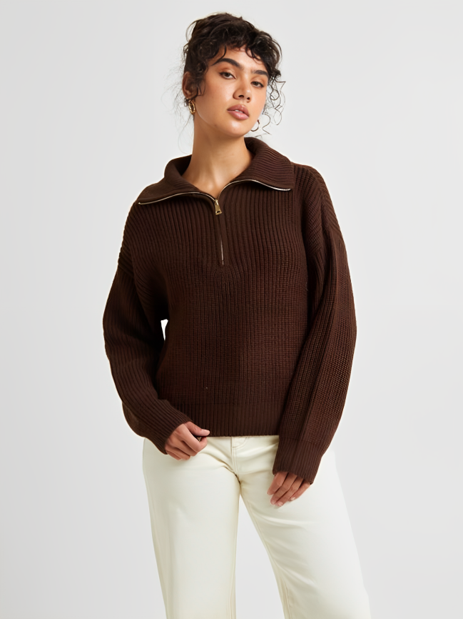 Open Collar Wool Sweater