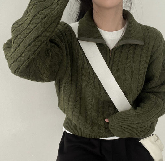 Knitted Half Zip Sweater Women
