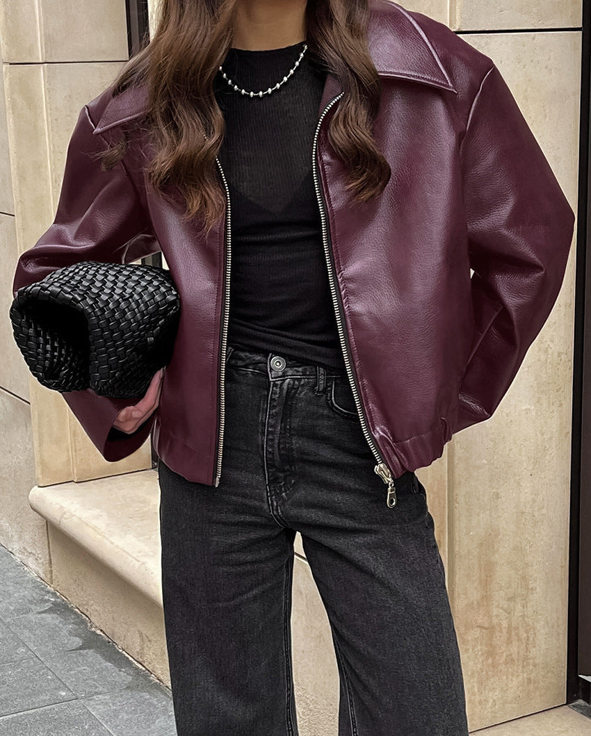 Matte Leather Jacket Coat