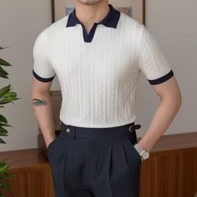 Italian Color Matching Men's Polo Shirt