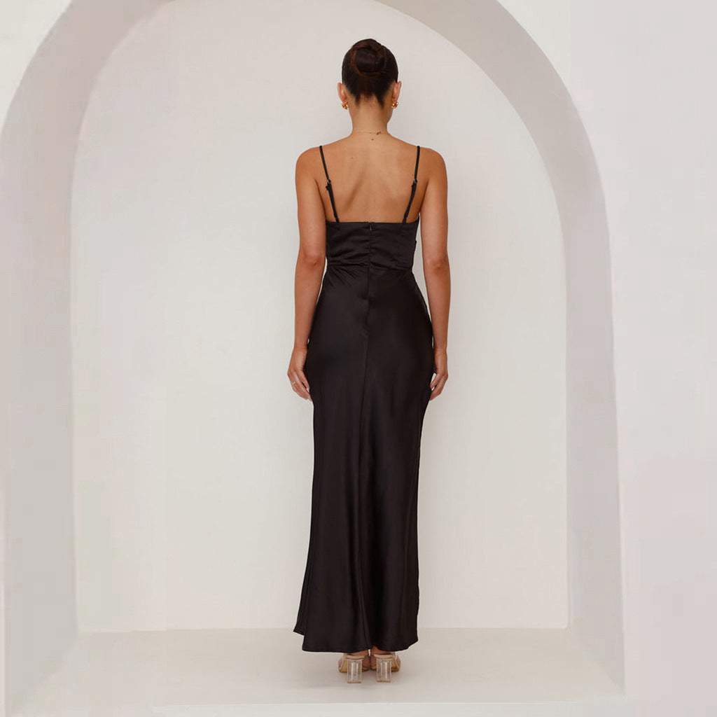 Backless Slit Mid-length Sling Dress