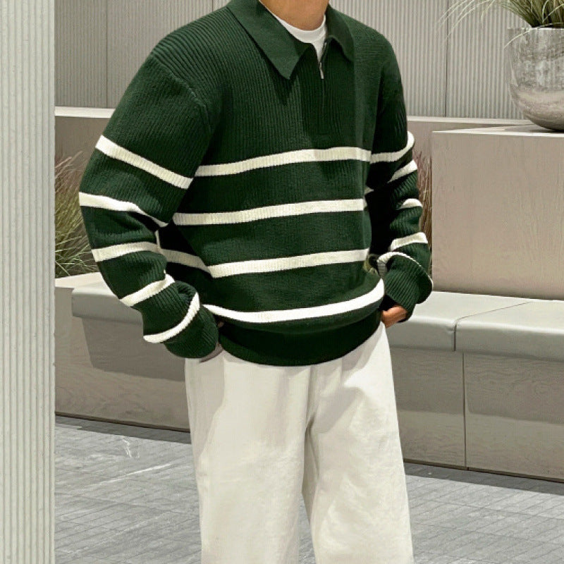 Half Zipper Knitwear Polo Collar Sweater