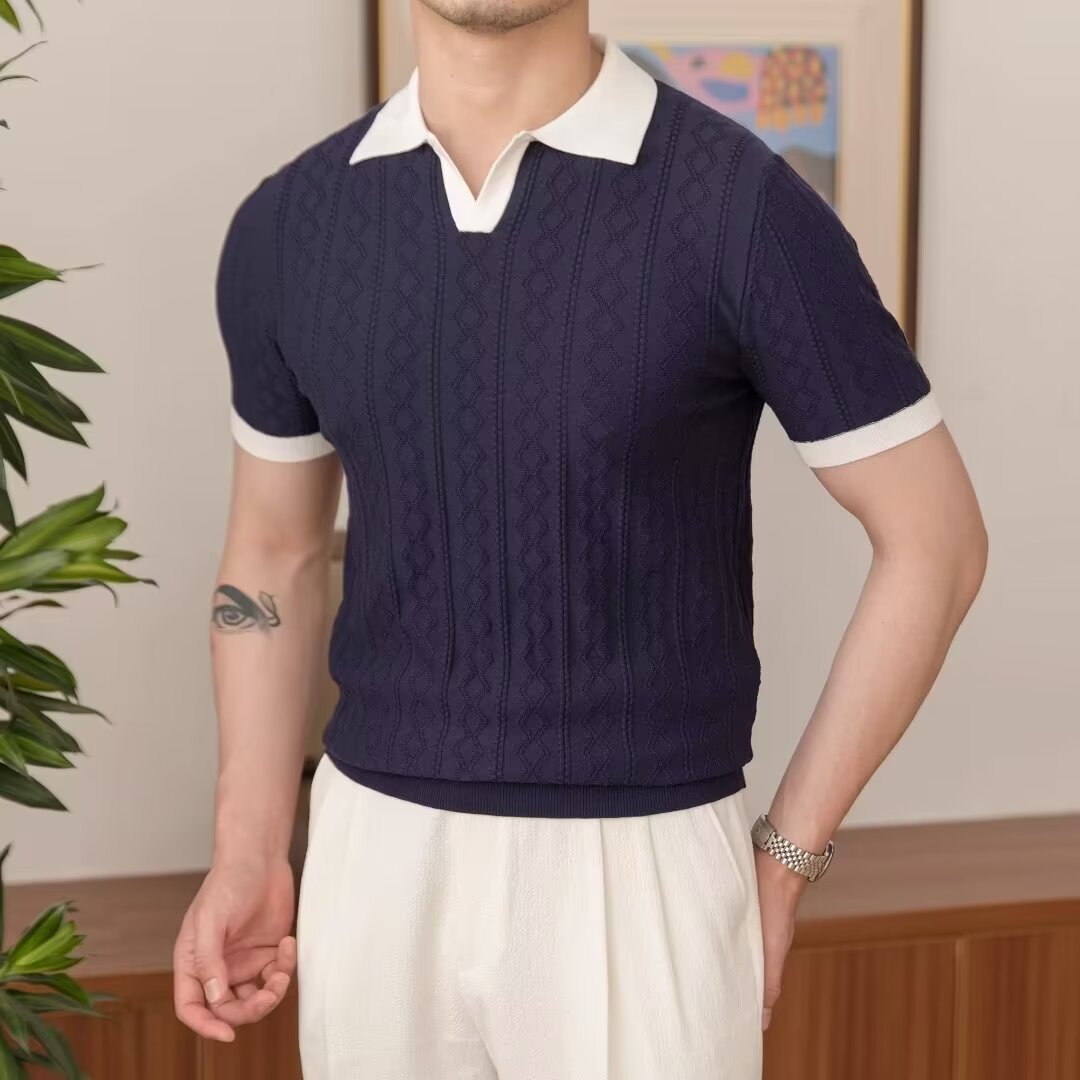 Italian Color Matching Men's Polo Shirt