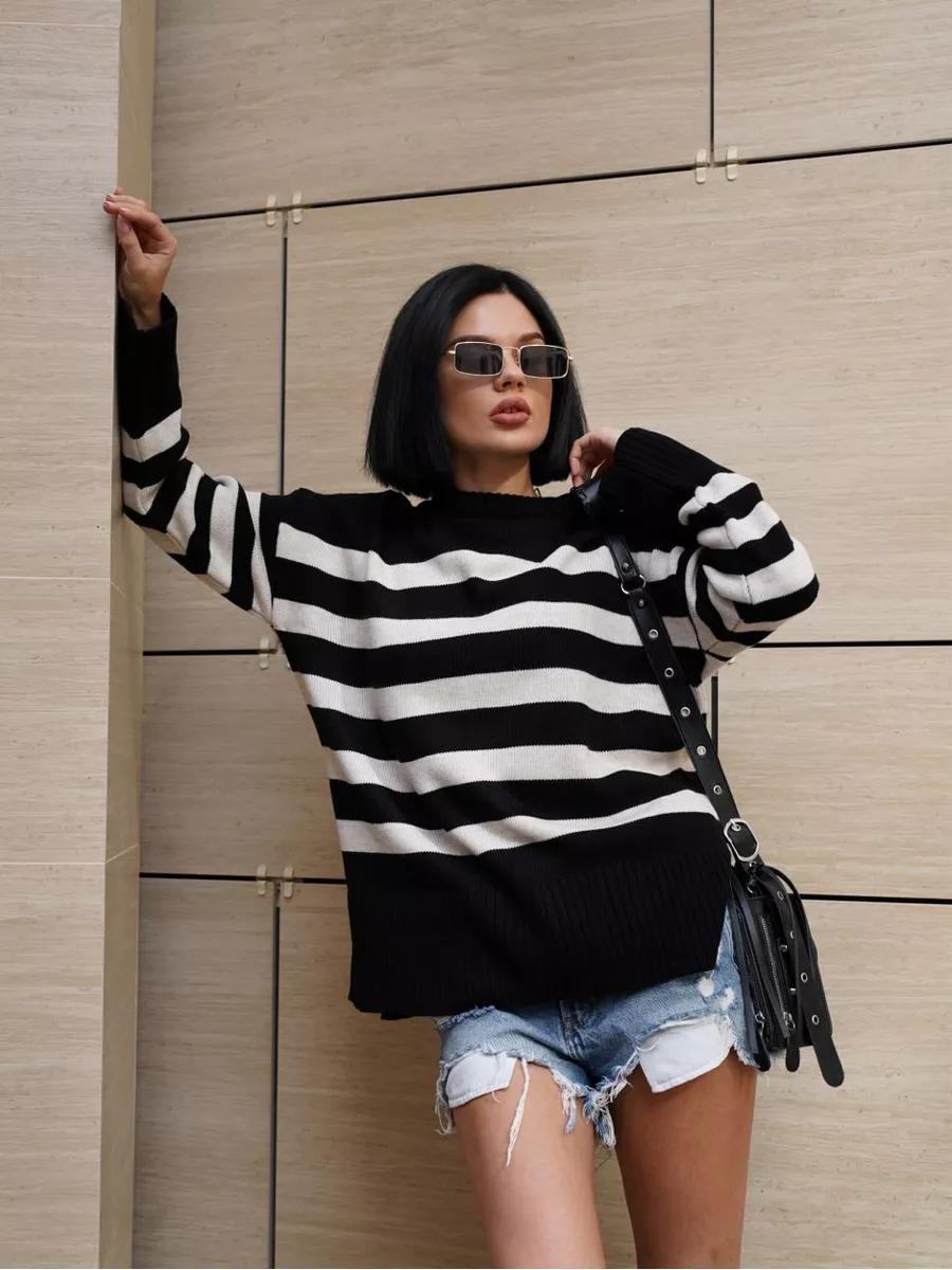 Striped Loose Crew Neck Pullover