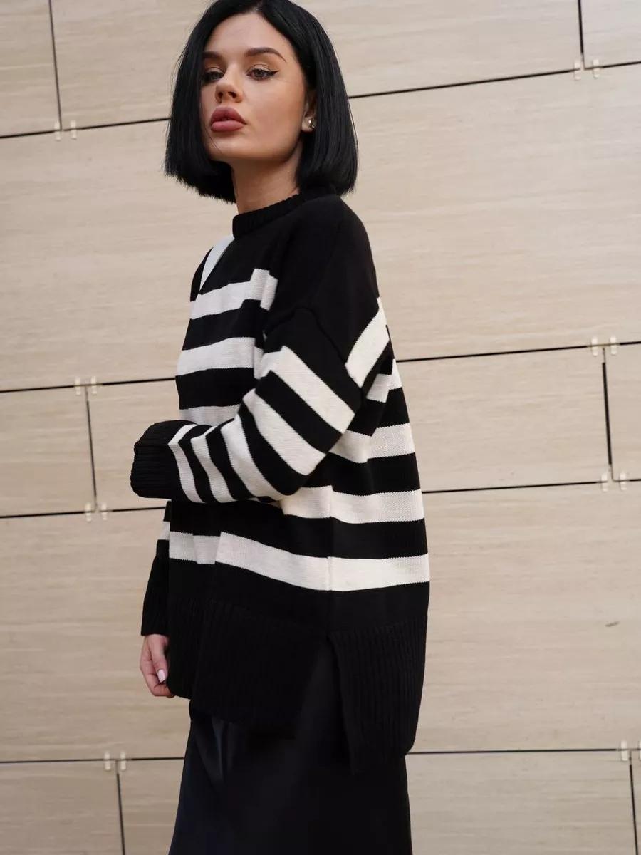 Striped Loose Crew Neck Pullover